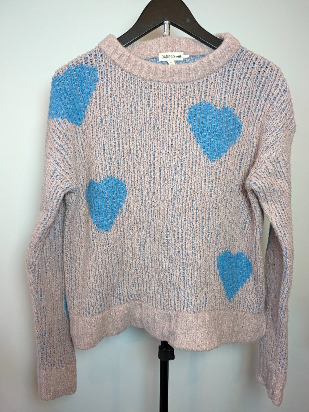 Toad & Co Women's Size Medium Heart Boucle Knit Wool Crewneck Cozy Sweater